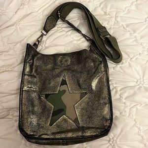 Worn Military Camo Star Gold Crossbody Bag